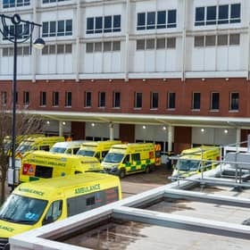Ambulances outside Leeds General Infirmary earlier this year.