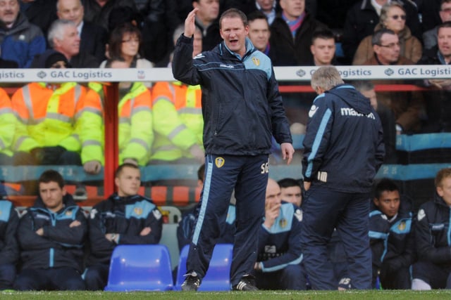 Leeds United manager Simon Grayson directs his troops.