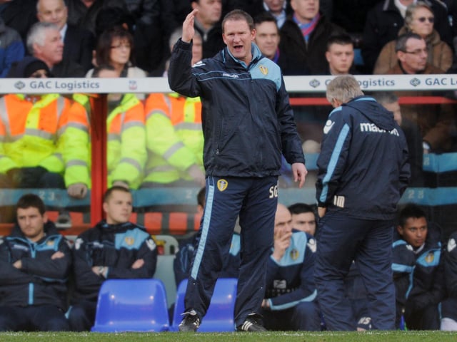 Leeds United manager Simon Grayson directs his troops.