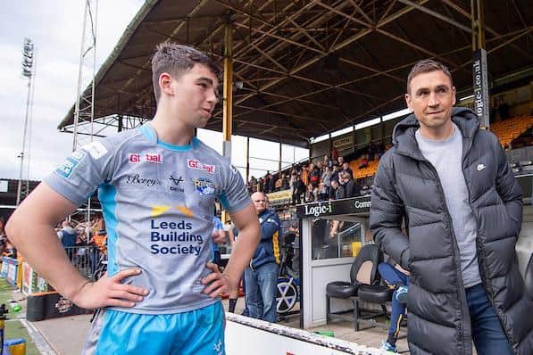 Kevin Sinfield was at the Jungle to watch son Jack make his Rhinos debut. Picture by Allan McKenzie/SWpix.com.