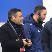 Leeds United head coach Jesse Marsch (R) looks on beside club chairman Andrea Radrizzani (L)