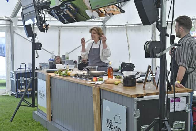 Steph Moon cooking at one of the cookery talks at North Leeds Food Festival 2021. Photo: Steve Riding