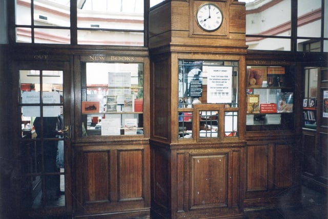 Inside Bramley Branch Library on Hough Lane. This photo shows the entrance to the main part of the library.