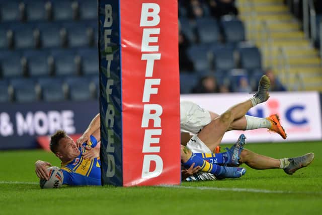 Touchdown: Brad Dwyer scores his second try.
Picture Bruce Rollinson
