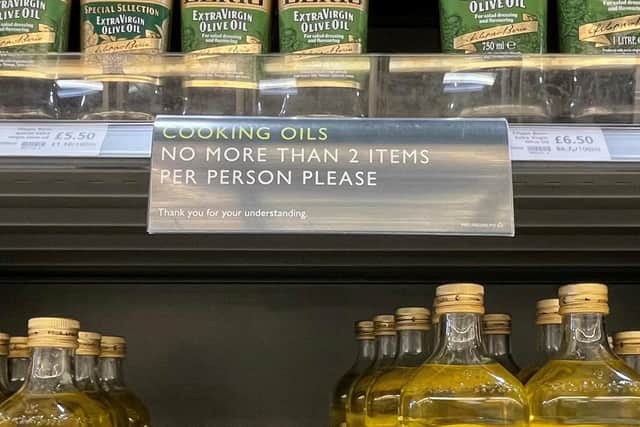 Supermarkets across the UK have placed limits on how much cooking oil customers can buy due to supply-chain problems caused by Russia's invasion of Ukraine. PIC: PA