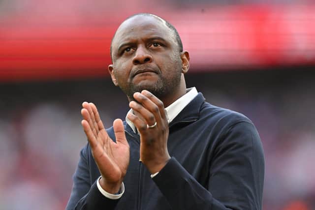 RESPECT: For Leeds United from Crystal Palace boss Patrick Vieira, above.
Photo by GLYN KIRK/AFP via Getty Images.