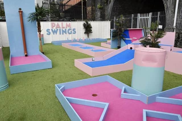 A nine hole alfresco crazy golf course called Palm Swings has even been added to keep guests entertained. Picture: Steve Riding.
