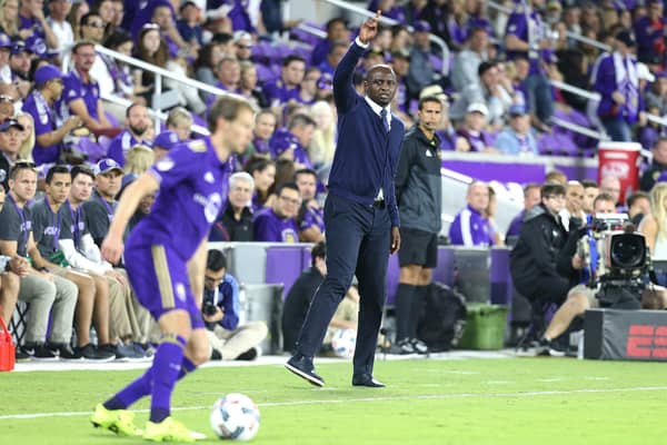 OLD RIVAL: Patrick Vieira, right, calls the instructions as head coach of New York City, the crosstown rivals of Jesse Marsch's former New York Red Bulls side, in a clash against Orlando City back in March 2017. Photo by Alex Menendez/Getty Images.