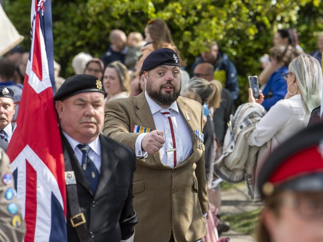 Among the guests were Morley veteran Simon Brown (pictured), who was injured in Iraq in 2006.
