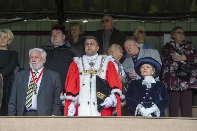 Lord mayor of Leeds Coun Asghar Khanat was also seen at the St George's Day Parade.