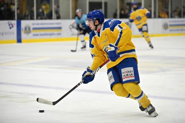 Ethan Hehir scored in the 8-7 defeat for Leeds Knights at Bees IHC, their final game of the season. 
Picture: Bruce Rollinson