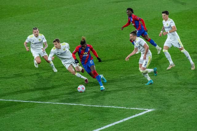 Crystal Palace forward Wilfried Zaha advances on goal. Pic: Sebastian Frej.
