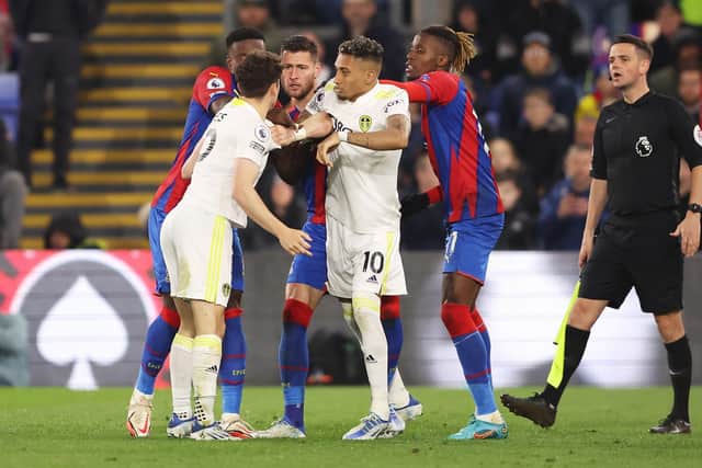 TENSIONS FRAYING - Leeds United and Crystal Palace went tit-for-tat with fouls and physicality in their 0-0 draw at Selhurst Park. Pic: Getty