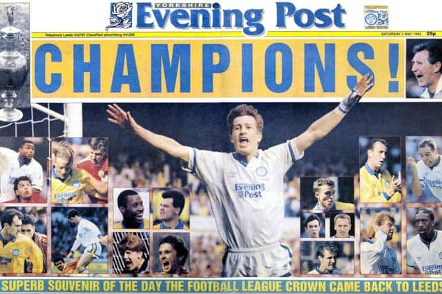 Leeds United's title-winning page in the Yorkshire Evening Post, 1992.