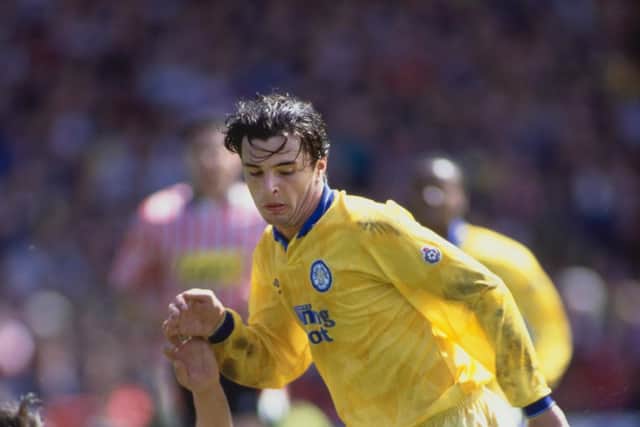 SPEEDO: Much-loved midfielder Gary Speed evades a Sheffield United challenge on the day Leeds were crowned 1991/92 First Division champions (Photo: Ben Radford/Allsport/Getty Images/Hulton Archive)