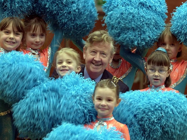 The Stanley Starlights majorettes are joined by  Lord Mayor of Leeds  Bernard Atha at the Children's Fun Day held at Morley Leisure Centre.