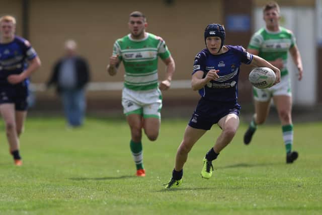 Tyler Dargan, with ball, pictured in action for Hunslet Warriors. Picture by Hunslet Warriors.