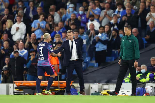 TOUGH NIGHT - Jesse Marsch's RB Leipzig side were beaten 6-3 by Manchester City, who he faces again as Leeds United boss on Saturday. Pic: Getty