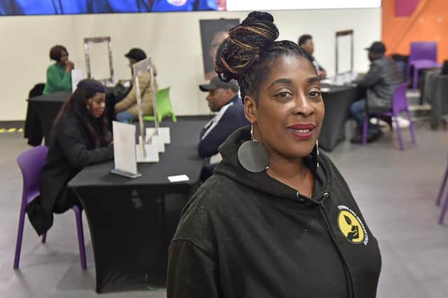 Dionne, pictured at a Nubian Noire event for Black History Month, works to support emerging Black businesses