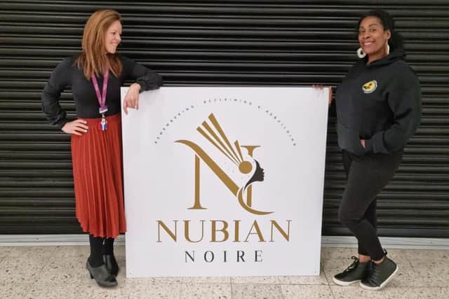 Nubian Noire founder Dionne Edwards pictured with Emily Cater, marketing coordinator of St Johns Centre