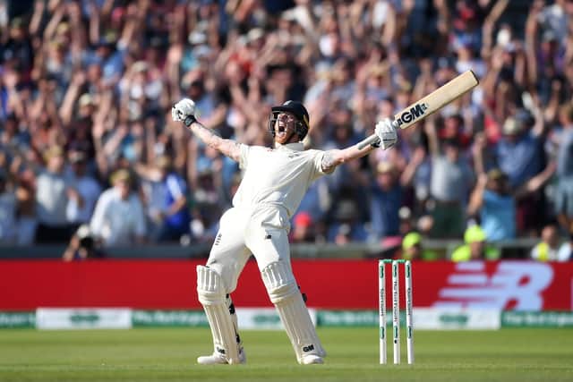 GREATEST MOMENT? Ben Stokes celebrates hitting the winning runs to win the 3rd Ashes Test match against Australia at Headingley in August 2019 Picture: Gareth Copley/Getty Images