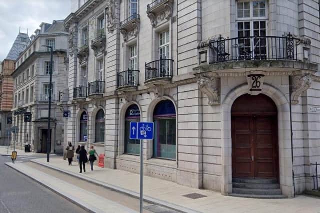 RBS bank in Park Row, Leeds city centre, which has asked the council for permission to remove its signs and cash point (Photo: Google)