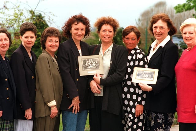 Former pupils of Mount St Mary's College in Leeds came together for a reunion. Pictured, from left, are Sheila Whitaker, Janet Daniel, Rosaleen Bowers, Carol Williams, Susan Sheard, Anne Hoof, Helen Pratt and Anne King.