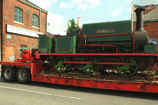 The Sir Berkley locomotive back in Leeds at its birthplace. The train, recently shipped back from Holland, was to be offloaded at the city's Middleton Light Railway.