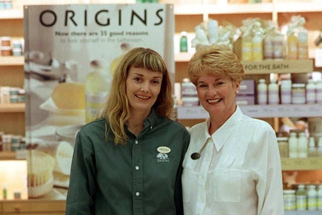 Do you remember  Angela Roberts and Lesley West? They were beauty consultants at Allders. The pair are pictured in November 1999.