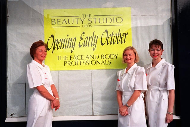 Three members of staff at The Beauty Studio in Leeds ahead of its opening in October 1995.
