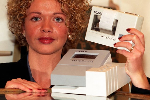 A new treatment was on offer at Westrow hairdressers at Victoria Quarter in March 1996. Pictured is shop manager Amanda Drummond with a hair probe.