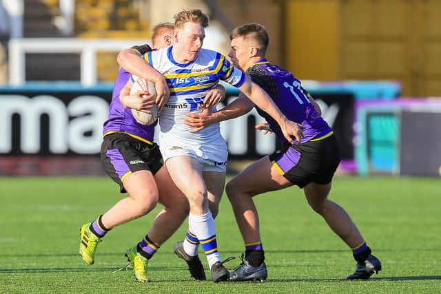 Hunslet's Oli Burton in action for Leeds Rhinos Academy. Picture: Craig Hawkhead Photography.