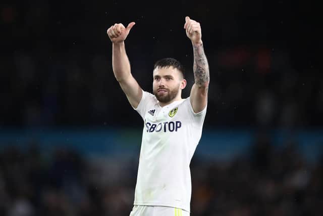 INSPIRATION: Stuart Dallas, above, netted a spectacular brace to give Leeds United a shock 2-1 victory away at Manchester City last season, despite the Whites playing over half of the game with ten men. Photo by Jan Kruger/Getty Images.