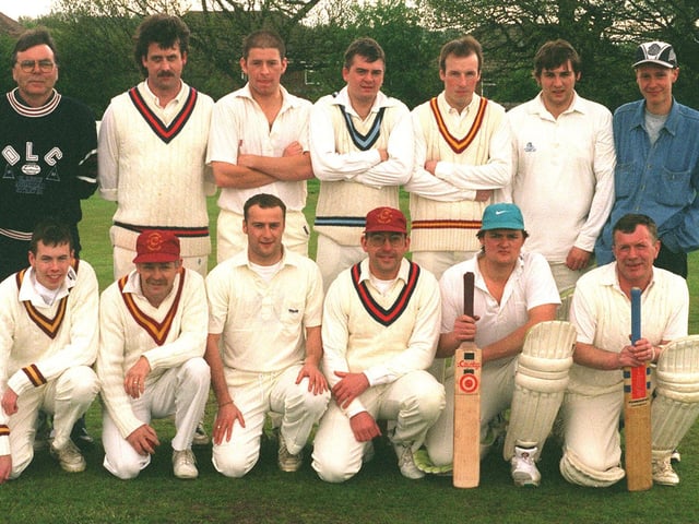 Cookridge CC in May 1996. Back row, from left, are Alan Kaunz, Mick Marshall, Mark Hobson, Jason Caines, Graham Reid, Ian Frost and Richard Colledge. Front row, from left, are Mark Ewen, Andy Shepherd, Jason Hawksworth, Graham Curtis, Paul Hepworth and Colin Haygreen.