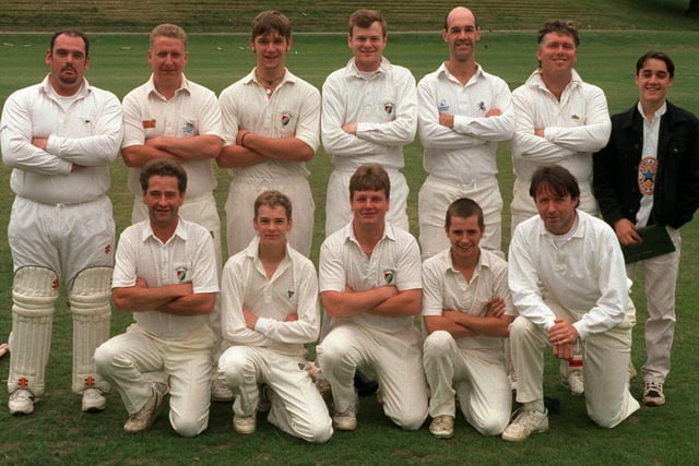 Pictured, back row from left, are Richard Benson, Mick Lawrence, Nick McNeice, Phil Empson, Bernard Thornton, Tony Smith, and Ross Barron (scorer). Front row, from left, are  Andy Nichols (captain), Jonathan McGee, Neil Ives, Graham Russell, and Peter Brogan.