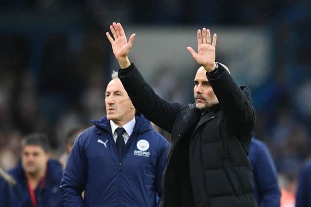 SPECIAL ATMOSPHERE - Manchester City boss Pep Guardiola, whose men won 4-0 at Elland Road, hopes Leeds United stay in the Premier League. Pic: Getty