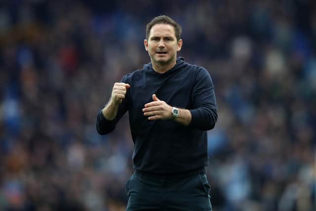 WARNING: From Everton boss Frank Lampard, above, pictured after his side's huge 1-0 victory against Chelsea at Goodison Park which put the Toffees on Leeds United's coat-tails and with a game in hand. Photo by Jan Kruger/Getty Images.