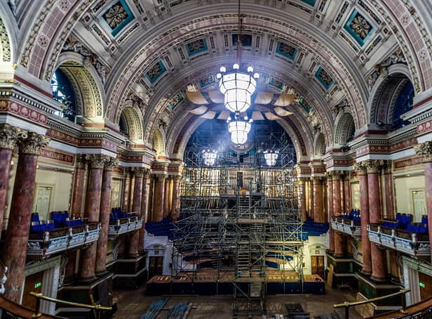 Victoria Hall during recent works to renovate the hall's organ.