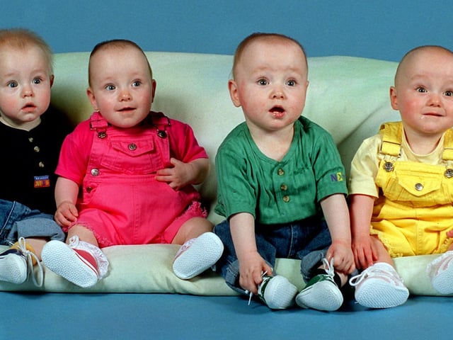 Leeds quad's - Kane, Trinity, Kyle and Shona Routledge - celebrated their first birthday.