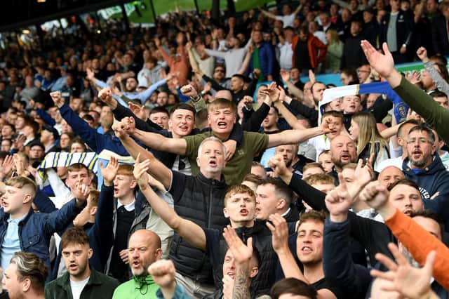PRAISE: Leeds United's fans, above, were hailed by Jesse Marsch in his post-match press conference after the 4-0 defeat to Manchester City. 
Picture by Simon Hulme.