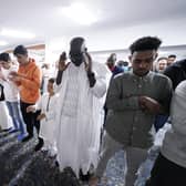 Worshippers at the Leeds Grand Mosque this morning. (Pic: PA)