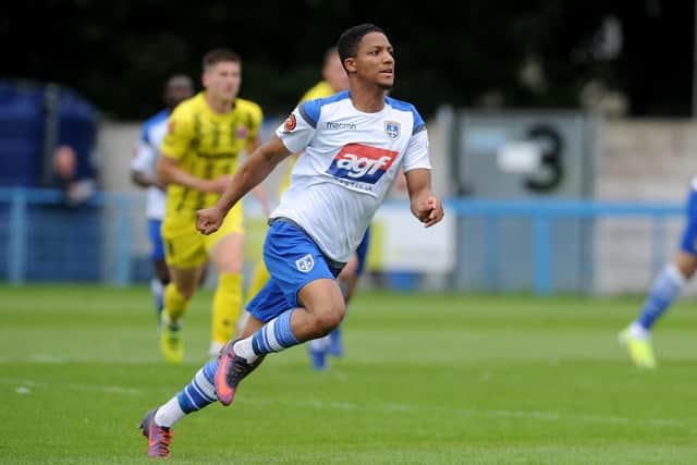 Crucial goal: Guiseley striker
Kaine Felix netted the winner against Spennymoor. Picture: Steve Riding