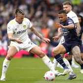 Leeds United man-of-the-match contender Kalvin Phillips goes toe to toe with Manchester City's Gabriel Jesus. Picture: Danny Lawson/PA Wire.