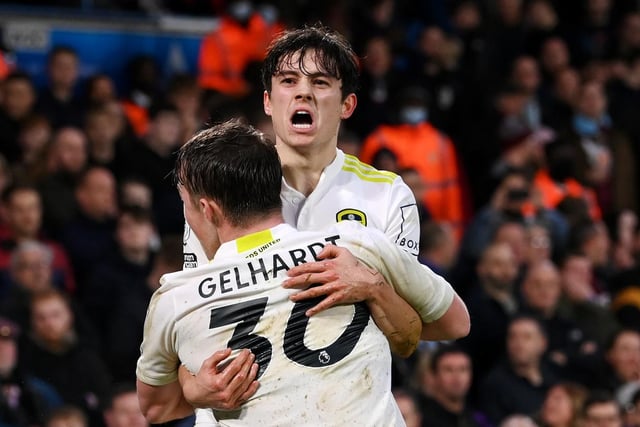 Gelhardt picks up his first Premier League assist on January 2, 2022 as his cross is headed in by Daniel James during a 3-1 home win over Burnley.

(Photo by Stu Forster/Getty Images)