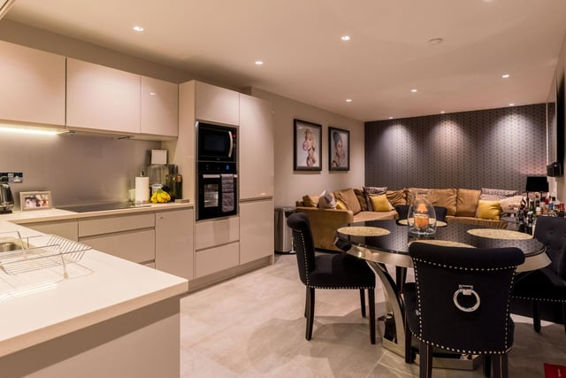 The kitchen is set with silestone worktops, high closs handless kitchens and integrated appliances. All furnishings can be included by negotiation.
