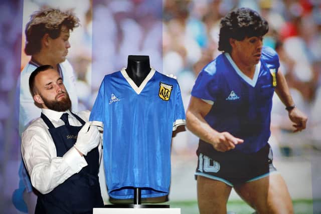 RECORD BREAKER - Steve Hodge sold Maradona's 'Hand of God' Argentina shirt at auction, earning the ex-Leeds United midfielder a sum of just over £7m. Pic: Getty