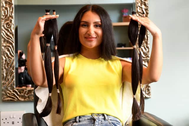 Yalda Yazarlou has had 20 inches cut off her hair for the The Little Princess Trust charity at The Lounge Hairdressers, Dewsbury. Picture by Simon Hulme.