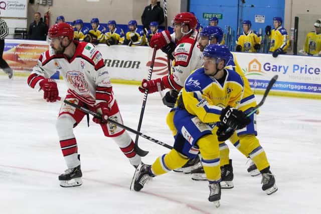 UP AND RUNNING: Lewis Baldwin 
- pictured in action against Swindon wildcats in a pre-season challenge game at The Link Centre - the Knights' first-ever game. 
Picture courtesy of Kat Medcroft - Swindon Wildcats