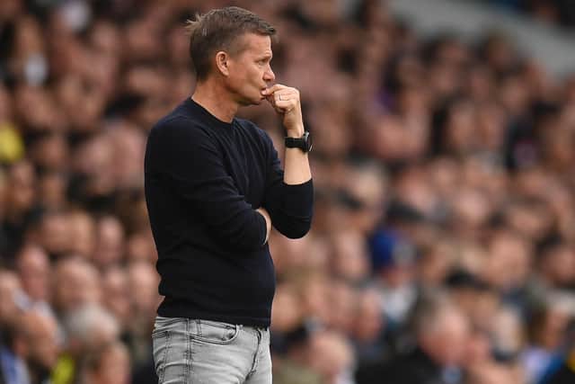 TENSE: Two weeks ahead for Leeds United and boss Jesse Marsch, above, as the Whites battle it out with Everton and Burnley to stay up.
Photo by OLI SCARFF/AFP via Getty Images.