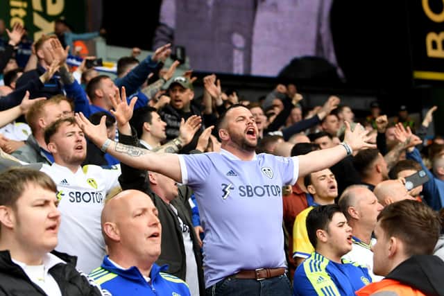 Leeds United fans get behind their side against Manchester City. Picture: Simon Hulme.